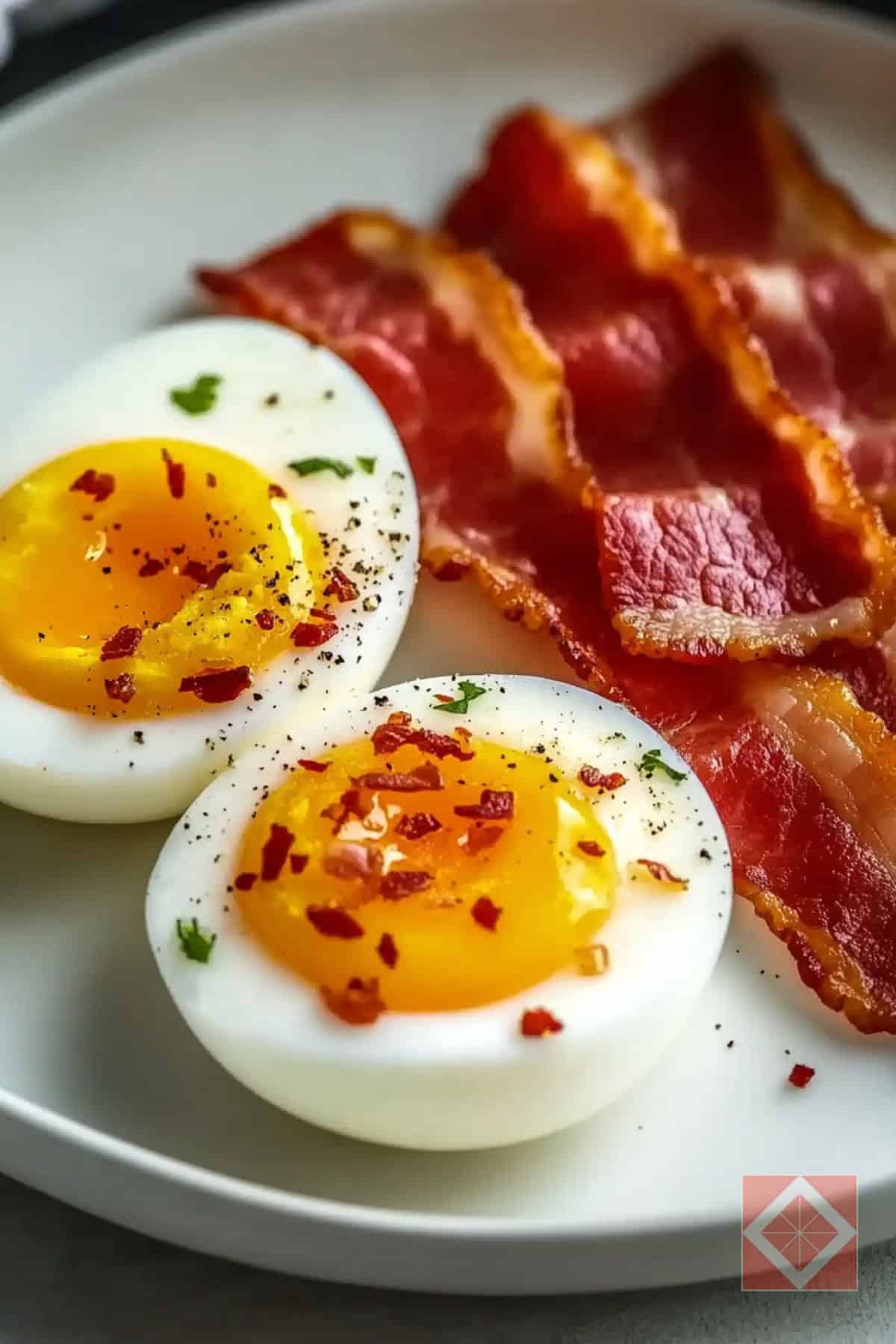 Soft-Boiled Eggs with Bacon Air Fryer Recipe for Low-Carb Eating 3 Soft-Boiled Eggs with Bacon Air Fryer Recipe for Low-Carb Eating - Soft Boiled Eggs with Bacon Air Fryer pin 2 midia