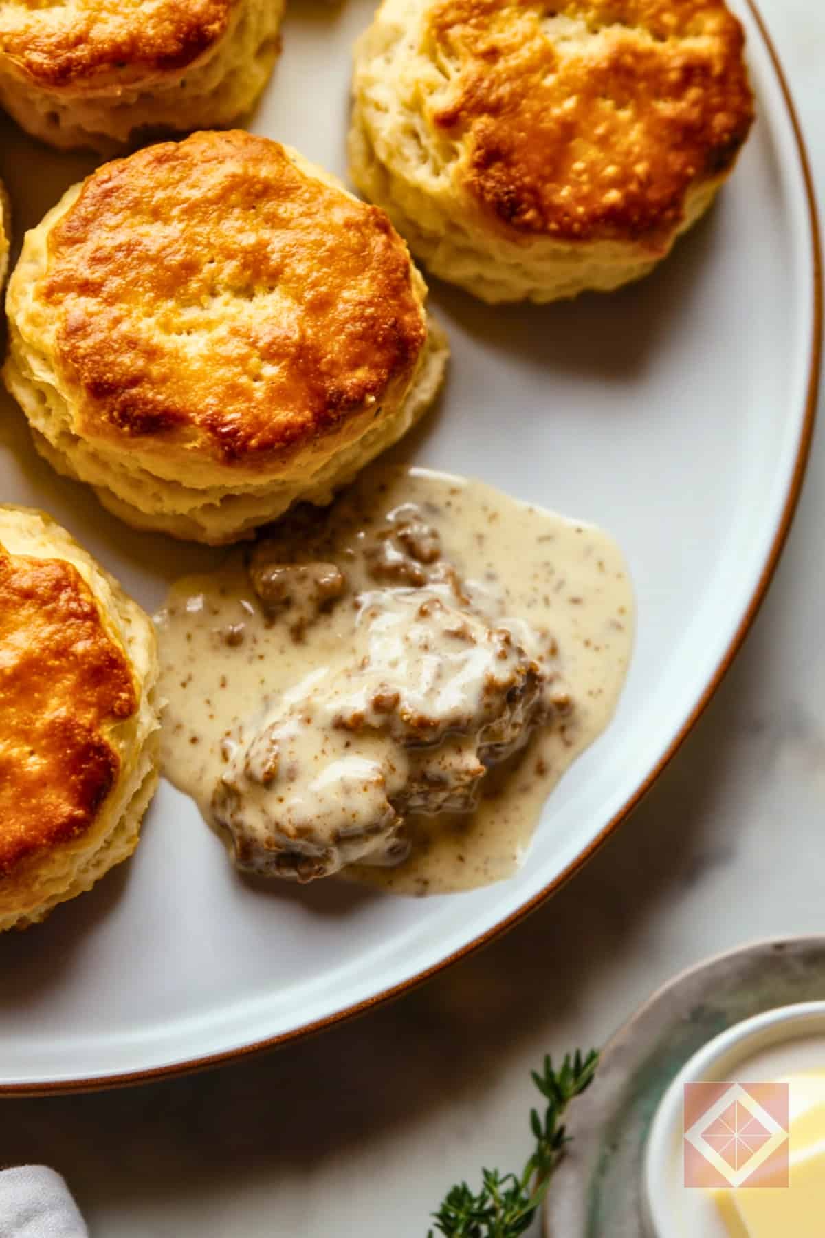 Light & Fluffy Southern Biscuits with Creamy Gravy 3 Light & Fluffy Southern Biscuits with Creamy Gravy - Southern Raised Biscuits with Spicy Sausage Cream Gravy pin 1 midia