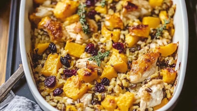 Butternut Squash, Chicken & Wild Rice Casserole That Hits the Cozy + Healthy Sweet Spot 9 Butternut Squash, Chicken & Wild Rice Casserole That Hits the Cozy + Healthy Sweet Spot - Butternut Squash Chicken Wild Rice Casserole midia