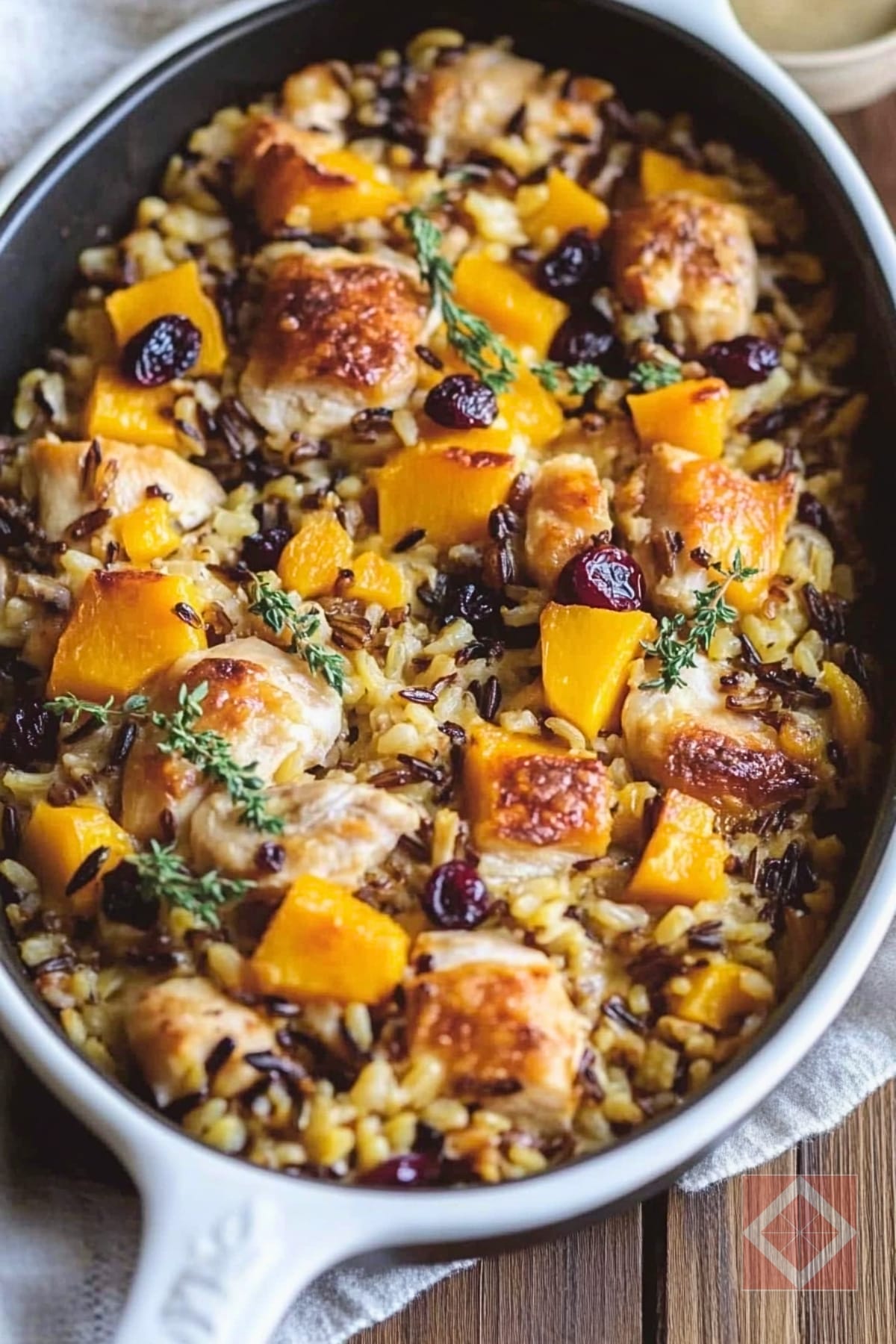 Butternut Squash, Chicken & Wild Rice Casserole That Hits the Cozy + Healthy Sweet Spot 2 Butternut Squash, Chicken & Wild Rice Casserole That Hits the Cozy + Healthy Sweet Spot - Butternut Squash Chicken Wild Rice Casserole pin 1 midia