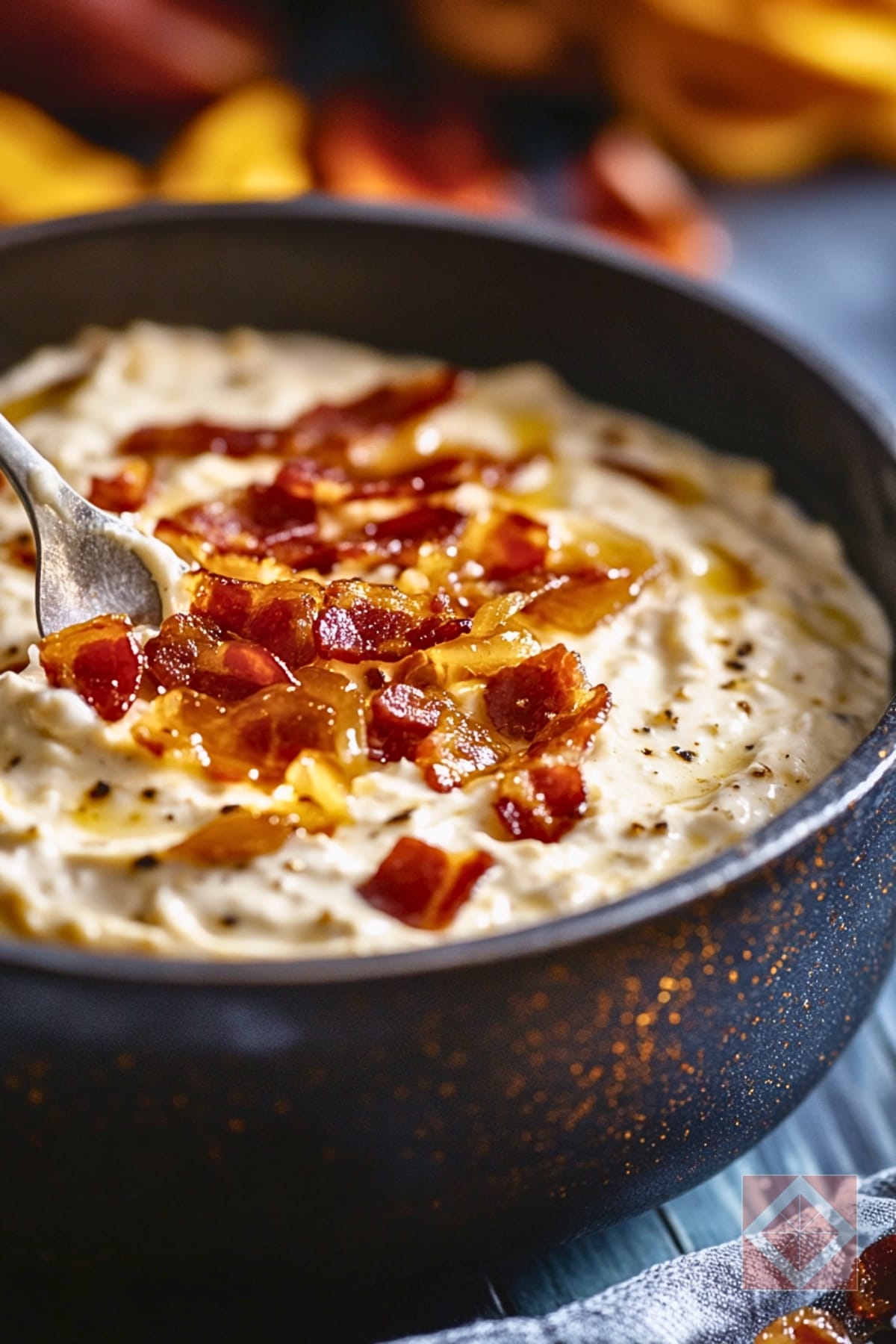 Game Day Recipes: This Bacon Dip Tops Them All 3 Game Day Recipes: This Bacon Dip Tops Them All - Caramelized Onion Bacon Dip pin 1 midia