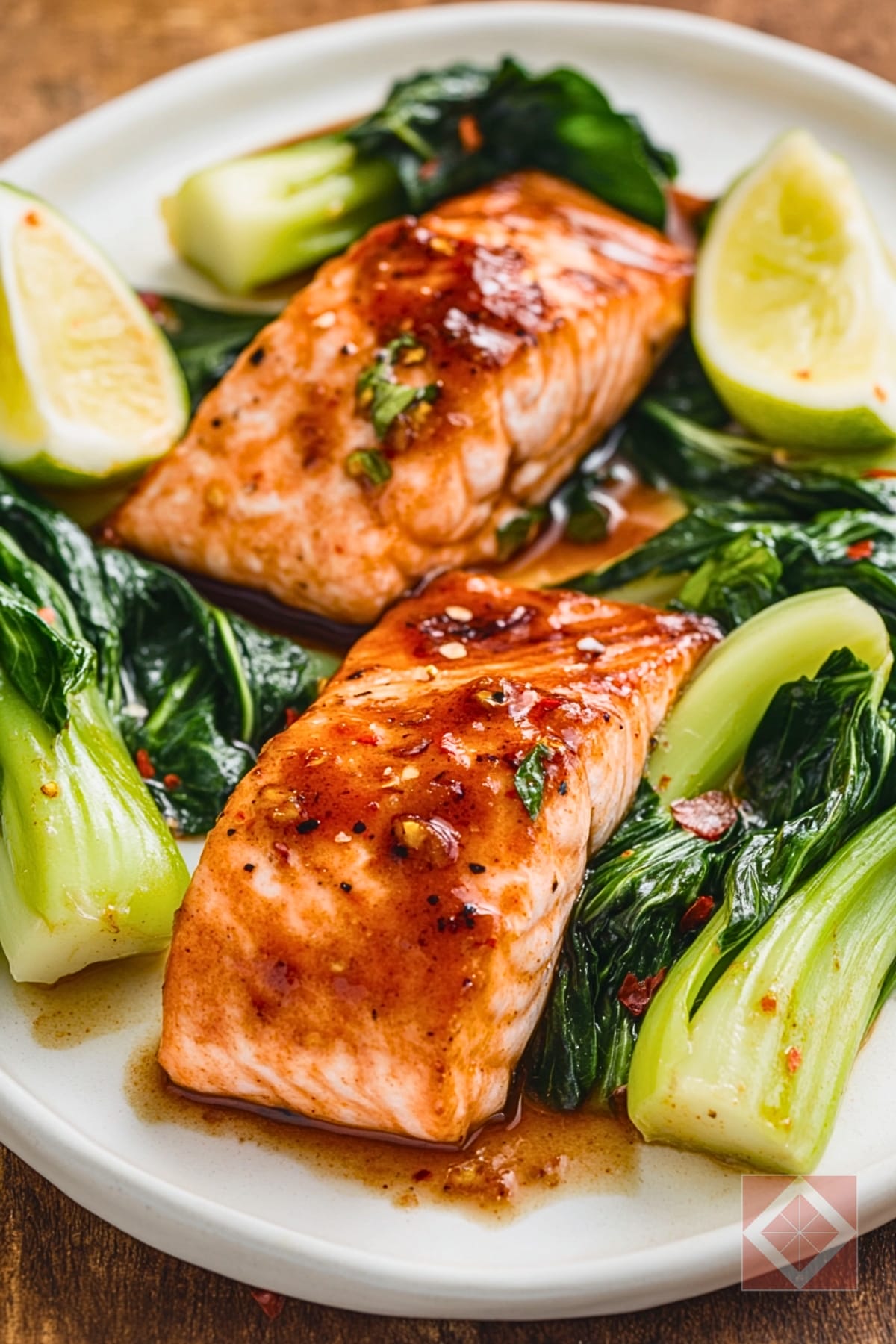 Spicy-Sweet Salmon Recipe for Two: Ready in 30 Minutes 2 Spicy-Sweet Salmon Recipe for Two: Ready in 30 Minutes - Chili Glazed Salmon with Bok Choy pin 1 midia