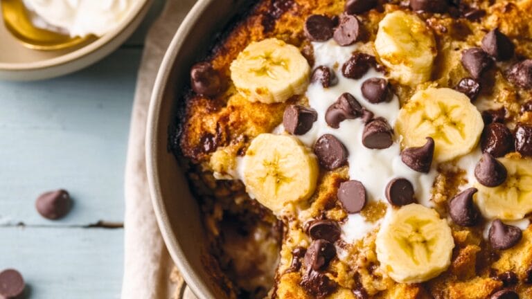 A Healthier Banana Bread Pudding That Still Feels Like a Treat 9 A Healthier Banana Bread Pudding That Still Feels Like a Treat - Chocolate Chip Coconut Banana Bread Pudding midia