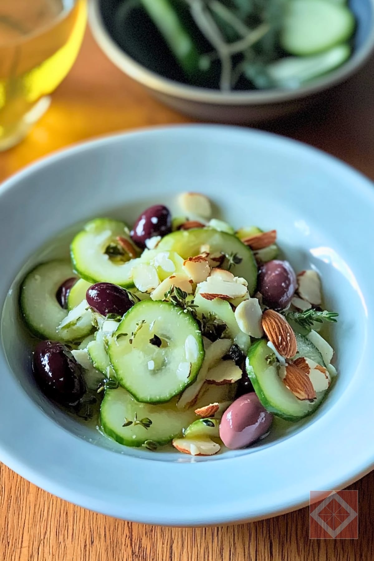 Chilled Cucumber Salad Made for Two 4 Chilled Cucumber Salad Made for Two - Cucumber Salad for Two with Olives Oregano Almonds pin 2 midia