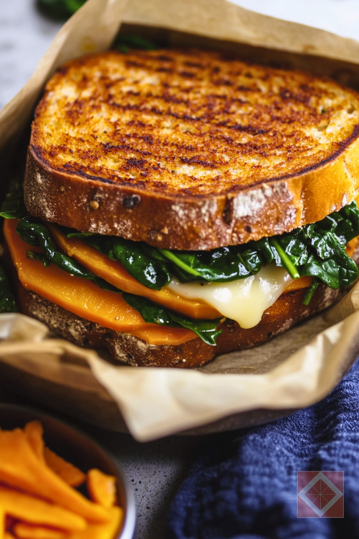 Garlicky Sweet Potato Spinach That Melts Just Right 2 Garlicky Sweet Potato Spinach That Melts Just Right - Garlicky Sweet Potato Spinach Sandwiches pin 1 midia