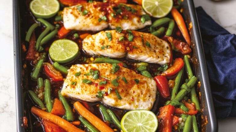 Sticky-Sweet, Spicy & So Easy: The Best Sheet Pan Fish Dinner 2 Sticky-Sweet, Spicy & So Easy: The Best Sheet Pan Fish Dinner - Sheet Pan Sweet Chili Baked Fish Vegetables midia