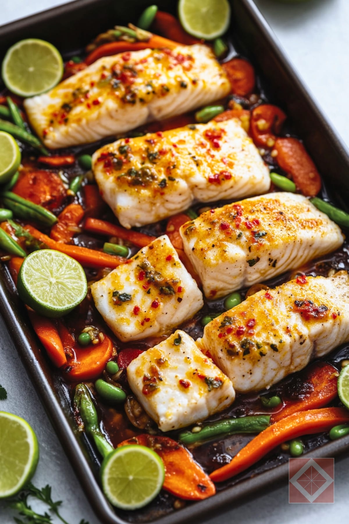 Sticky-Sweet, Spicy & So Easy: The Best Sheet Pan Fish Dinner 4 Sticky-Sweet, Spicy & So Easy: The Best Sheet Pan Fish Dinner - Sheet Pan Sweet Chili Baked Fish Vegetables pin 2 midia