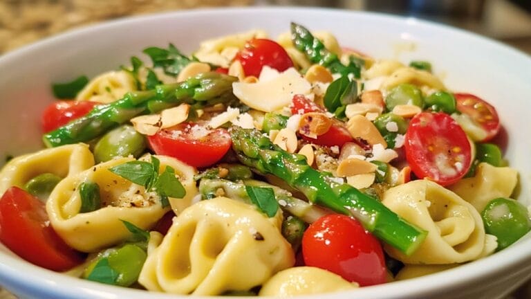 Tortellini Salad Recipe for Two That Feels Fancy - Tortellini Salad for Two with Asparagus Fresh Basil Vinaigrette midia
