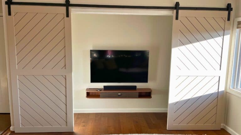 How I Built $1,000-Look Custom Double Barn Doors for Just $300 (and Hid a Secret Media Closet) 7 How I Built $1,000-Look Custom Double Barn Doors for Just $300 (and Hid a Secret Media Closet) - custom diy double barn doors 2