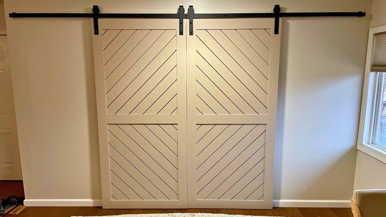 How I Built $1,000-Look Custom Double Barn Doors for Just $300 (and Hid a Secret Media Closet) 2 How I Built $1,000-Look Custom Double Barn Doors for Just $300 (and Hid a Secret Media Closet) - custom diy double barn doors 5