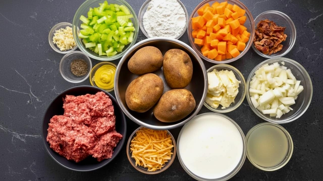 Cheeseburger Soup? Yep, and It’s Better Than You Think 3 Cheeseburger Soup? Yep, and It’s Better Than You Think - cheeseburger soup ingredients