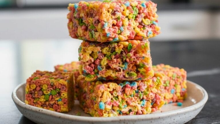 fruity pebbles rice crispy treats (soft, gooey, no-bake) - fruity pebbles rice crispy treats 3