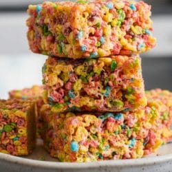 fruity pebbles rice crispy treats (soft, gooey, no-bake) 6 fruity pebbles rice crispy treats (soft, gooey, no-bake) - fruity pebbles rice crispy treats 3