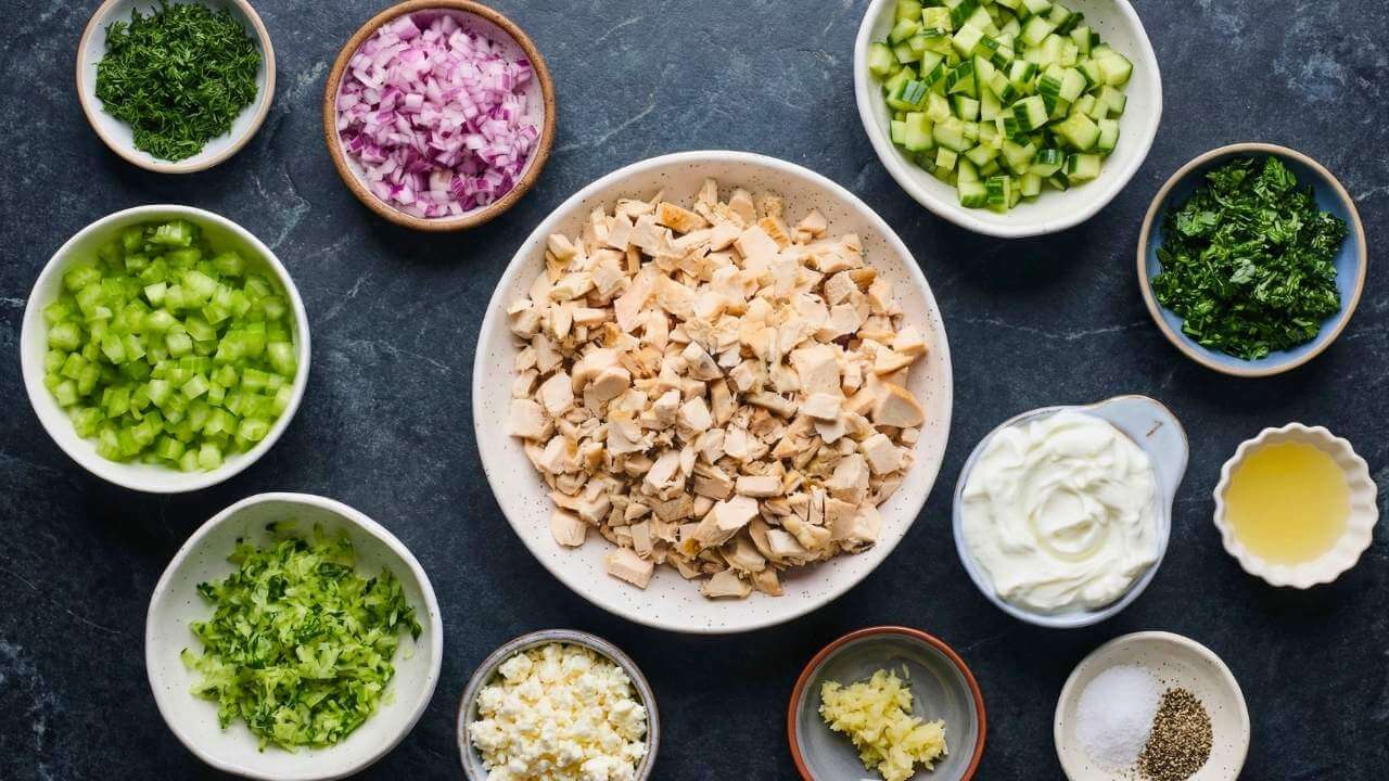Tzatziki Chicken Salad (No Mayo, High Protein, Actually Stays Creamy) 3 Tzatziki Chicken Salad (No Mayo, High Protein, Actually Stays Creamy) - Tzatziki Chicken Salad