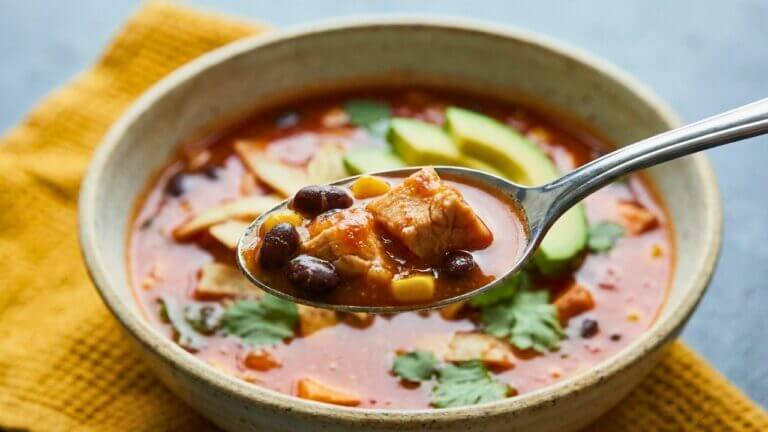 Six Can Chicken Tortilla Soup: Dump and Go - 6 Can Slow Cooker Chicken Tortilla Soup